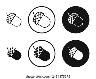 Acorn outlined icon vector collection.