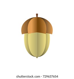 acorn of paper on white background