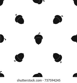 Acorn pattern repeat seamless in black color for any design. Vector geometric illustration