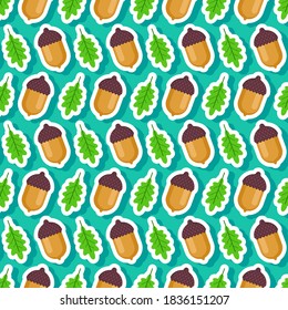Acorn pattern seamless. fruit of oak background. Baby fabric ornament