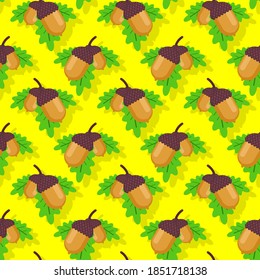 Acorn pattern seamless. fruit of oak background. Baby fabric ornament