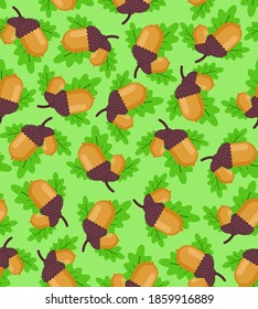 Acorn pattern seamless. fruit of oak background. Baby fabric ornament