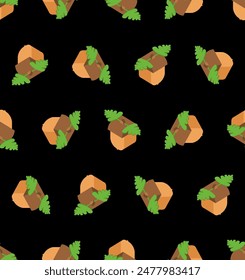 Eichelmuster nahtlos. Früchte des Eichenbaumhintergrundes. Babygewebe Textur