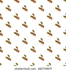 Acorn pattern seamless repeat in cartoon style vector illustration