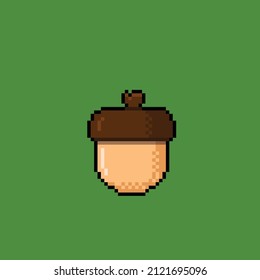 an acorn in pixel art style