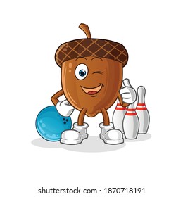 acorn play bowling illustration. character vector