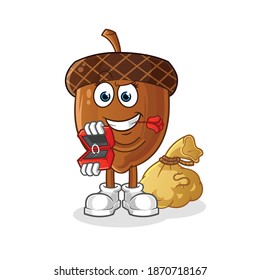 acorn propose and holding ring character. cartoon mascot vector