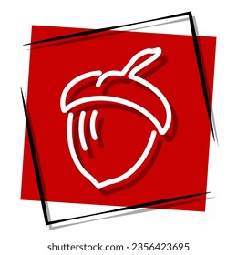 acorn red banner, framed. Vector illustration.