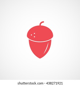 Acorn Red Flat Icon On White Background