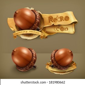 Acorn, icono de vector retro