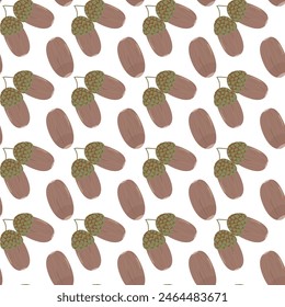 Acorn. Ripe oak tree seed. Simple seamless pattern. 