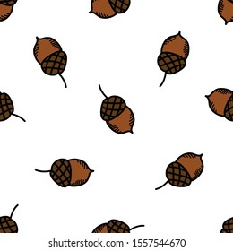 acorn seamless doodle pattern, vector illustration