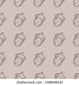 Acorn seamless pattern in beige colors