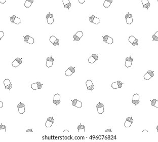 Acorn seamless pattern in doodle style.Hand drawn - vectror illustration.