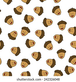 acorn seamless pattern on white
