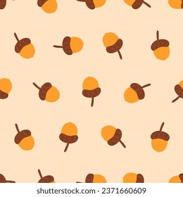 Acorn seamless pattern. Suitable for backgrounds, wallpapers, fabrics, textiles, wrapping papers, printed materials, and many more.