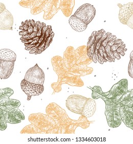 Acorn, Seamless Pattern Vector.