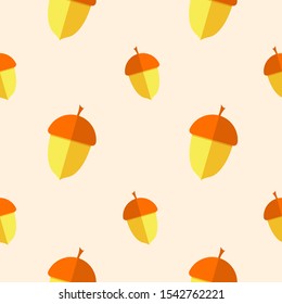 Acorn seamless pattern. Vector illustration. Autumn surface decoration.