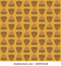 Acorn Seamless Pattern In Yellow Color.