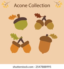 Acorn Set Clipart Vector Illustration by Ari_noana