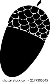 Acorn Silhouette On White Background, Doodle Illustration