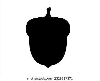 Acorn Silhouette Vector Art on White Background