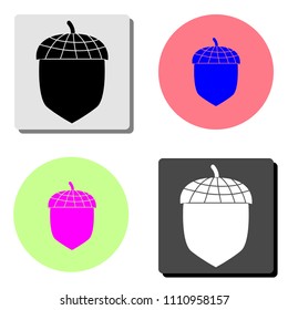 Acorn. simple flat vector icon illustration on four different color backgrounds