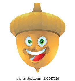 Acorn smiling face expression cartoon character