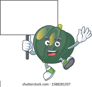 Acorn squash cute cartoon character style bring board