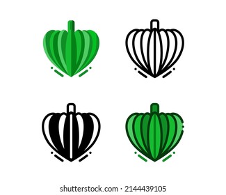 Acorn Squash icon with outline, glyph, filled outline and flat style