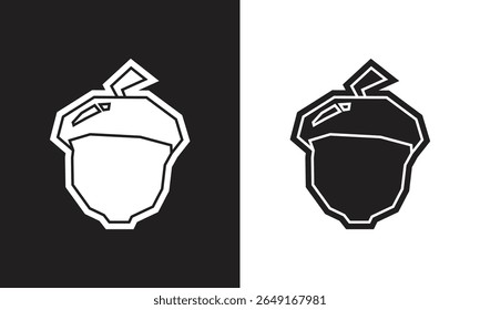 Acorn Sticker in Black Filled and White Filled Cutout Style