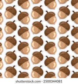 Acorn sticker icon Pattern background Vector illustration