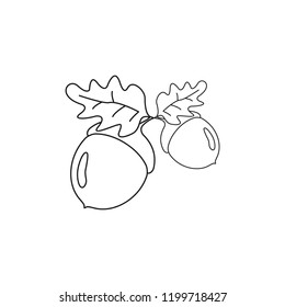 Acorn of strong oak icons of white