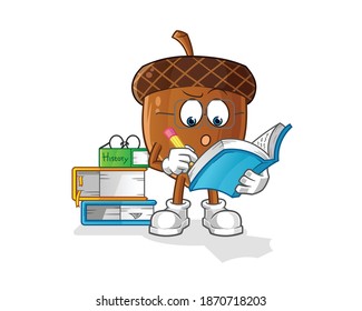 acorn studying mascot. cartoon vector