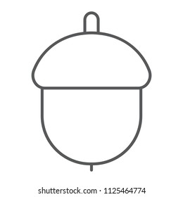 Acorn thin line icon, fruit and vitamin, nut sign, vector graphics, a linear pattern on a white background, eps 10.