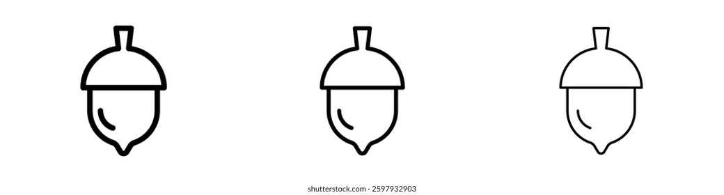 Acorn thin line vector icon set.