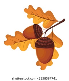 acorn tree leaf icon isolated illustration