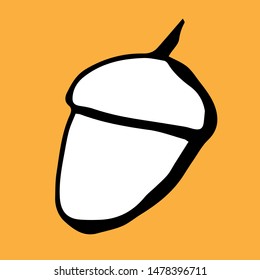 acorn. Vector hand drawn isolated objects. Icons in sketch style.