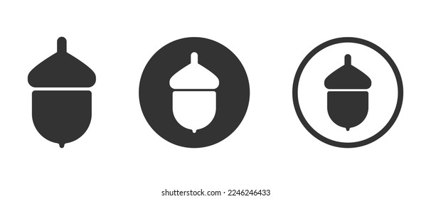 Acorn vector icons set isolated on white background
