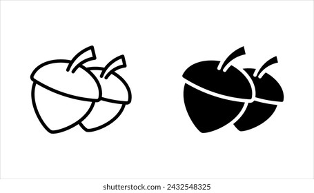 Acorn vector icons. Simple illustration set of acorn elements on white background