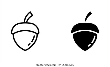 Acorn vector icons. Simple illustration set of acorn elements on white background