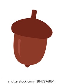 Acorn Vector Illustration, Autumn Fall Element, oak nut isolated on white background