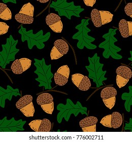Acorn vector illustration. Doodle style. Design, print, decor, textile, paper