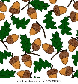 Acorn vector illustration. Doodle style. Design, print, decor, textile, paper