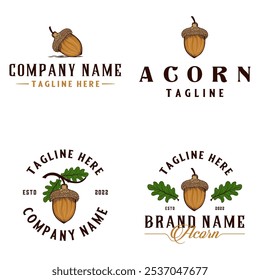 acorn vector logo set. acorn and leaf elements, for general business