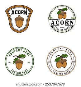 acorn vector logo set. acorn and leaf elements, for general business