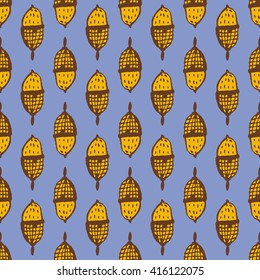 Acorn vector seamless pattern.
