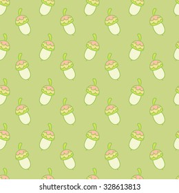Acorn vector seamless pattern. Colorful background.