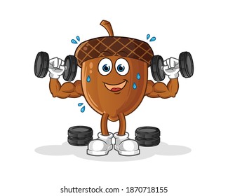 acorn weight training illustration. character vector