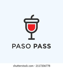 acorn with wine glass logo design vector illustration